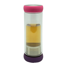 Double Wall Glass Tea Bottle 400ml with Strainer